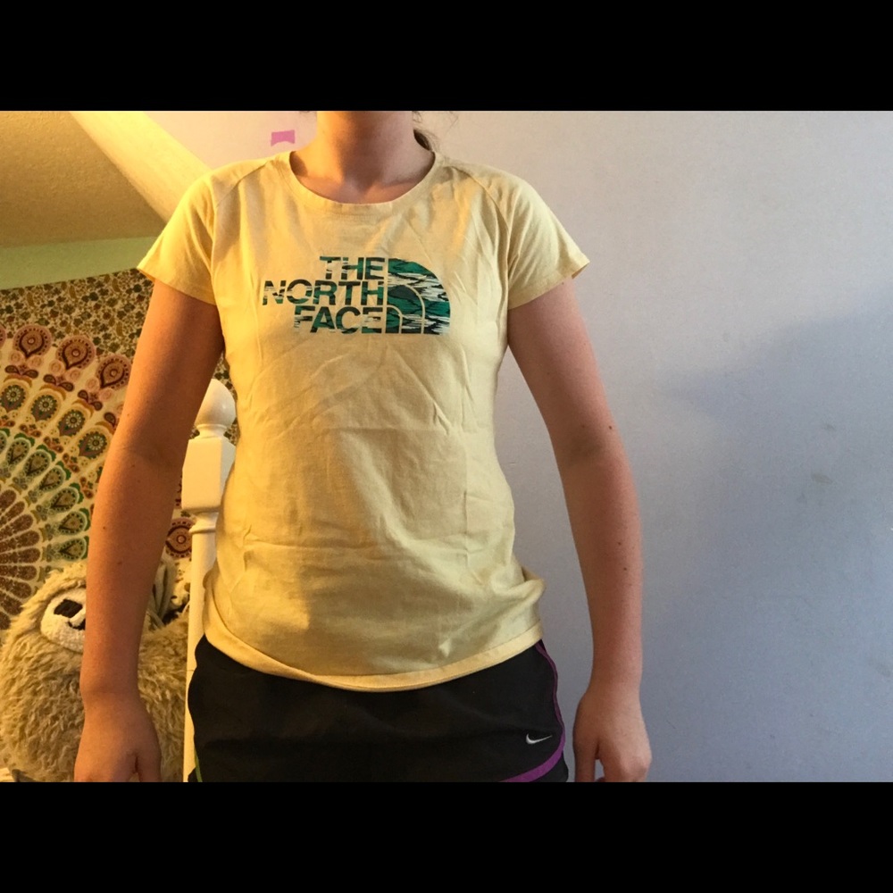 North face yellow t-shirt